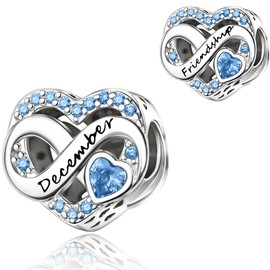 Ruishiqi 925 sterling silver bracelet and necklace pendant December series/Birthstone Charm Bead Women's Jewelry Gift Suitable for Women