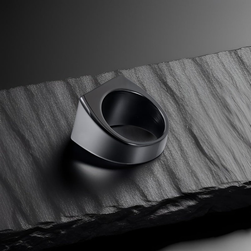 ELFASIO Keep Going Skull Rings for Mens, Square Signet Ring