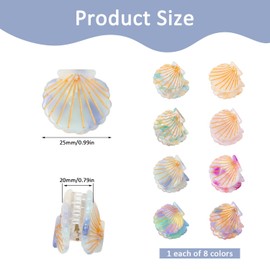 ASUNFO 8 Pcs Mini Seashell Hair Clips Mermaid Shell Hair Claw Clips Marble Pattern Hair Accessories for Women Girls 8 Colors