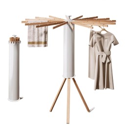 AYWSTC Tripod Clothes Drying Rack - Foldable Laundry Drying Rack - Household Floor Standing Clothes Drying Racks with 16 Wooden Drying arms for Balconies, Laundry, Bedrooms