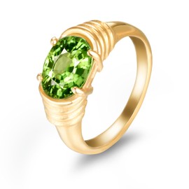 Melhill Titanium Steel Green Cubic Zirconia Ring Gold Plated Hypoallergenic Everyday Wear Elegant Jewelry for Women Size 7