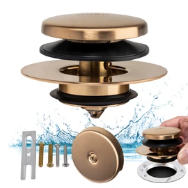 Champagne Bronze Universal Tub Drain Tip Toe Tub Conversion Kit Assembly, Artiwell EZ Installation Bathtub Drain Replacement Trim Kit with 1-Hole Overflow Face Plate and Pop-Up Tub stopper