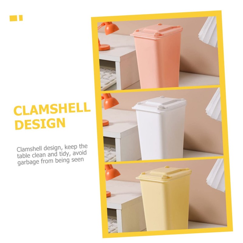 LABRIMP 4pcs Mini Desktop Trash Bins Lid Creative Office Waste