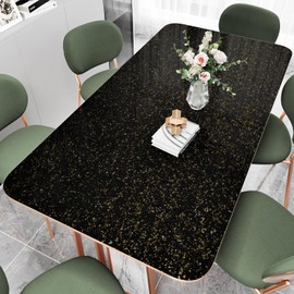 Skyblur Black and Gold Granite Marble Contact Paper Peel and Stick Wallpaper Countertops 15.7"x78.8" Glossy Granite Contact Paper for Kitchen Cabinets Waterproof Removable Vinyl Wallpaper Backsplash