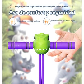 MAIXONIC Palo de Pogo Dinosaurio - Juguete de Goma con Sonido, Soporta 250 lbs, Tablero de Rebote para Equilibrio y Coordinación, Juguete para Interiores y Exteriores (Verde)