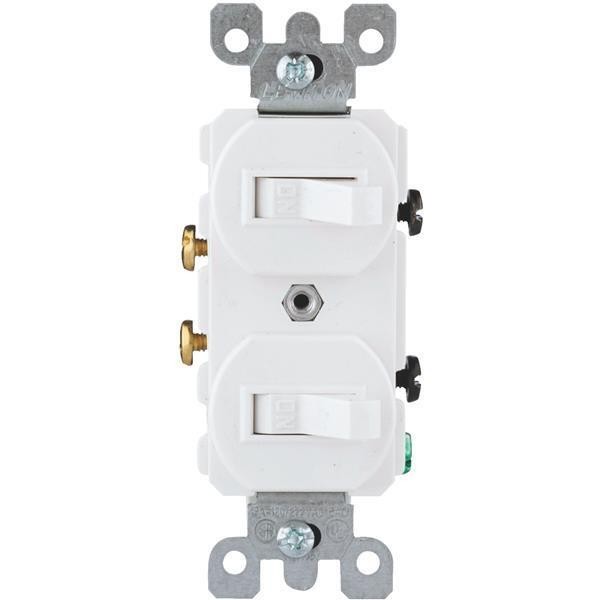 9 Pk Leviton White Quiet Two Single Pole 15A Duplex Light Switch R62052242WS