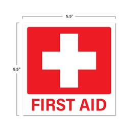 First Aid Stickers 10-Pack | Square 5.5-inch by Sutter Signs