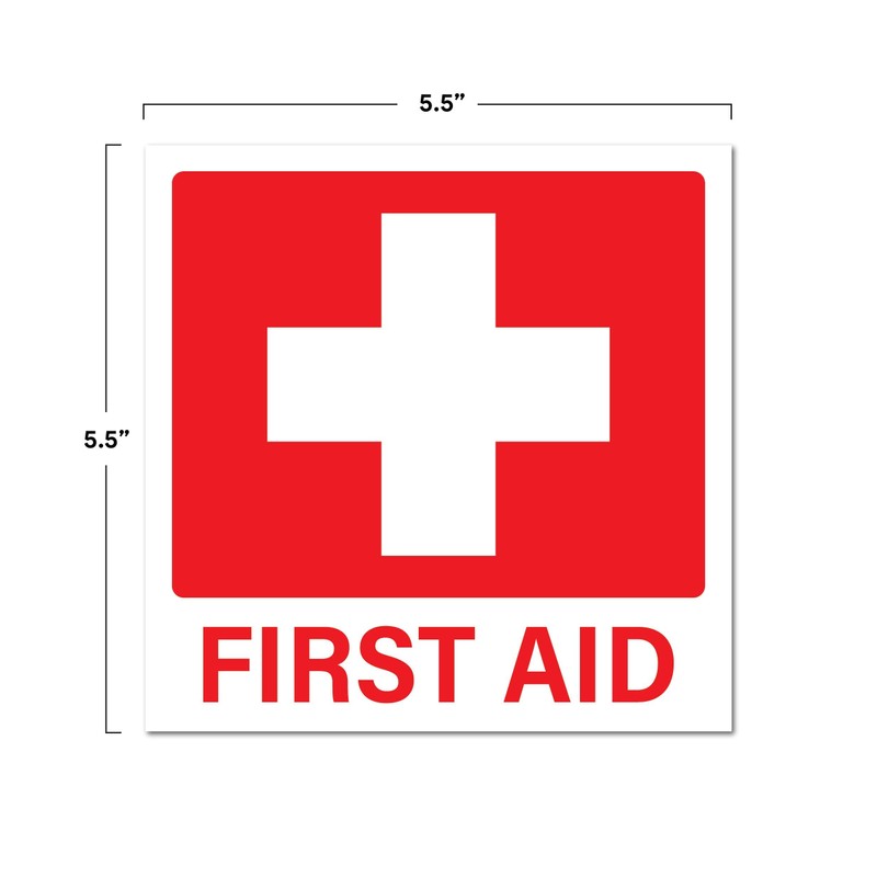 First Aid Stickers 10-Pack | Square 5.5-inch by Sutter Signs