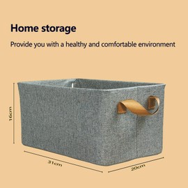 Fabric Storage Boxes, 3 pack Collapsible Storage Baskets for Shelves, 31×20×16 cm, Wardrobe Storage Organiser with Metal Frame, Foldable Cube Storage Unit Boxes for Clothes, Toys, Books,(Grey,Small)