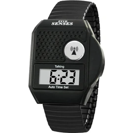FIVE SENSES - English Atomic Talking Watch, Easy to use for Seniors Blind Men Women, Loud Talking Watch with Sound for Vision Impaired, Elderly Women, Blind People Products 1095 (Black)
