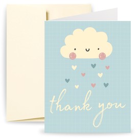Two Poodle Press Baby Shower Thank You Cards, Sprinkle Baby Shower Thank You Cards in Blue, Baby Boy Sprinkle Cards with Envelopes, Baby Sprinkle Boy, Baby Shower Party Supplies (Blue & Cream)