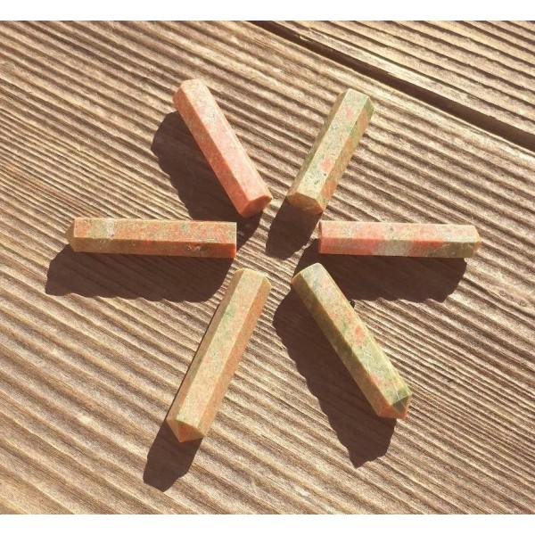 NATURAL UNAKITE SINGLE TERMINATED GEMSTONE CRYSTAL PENCIL POINT (ONE)