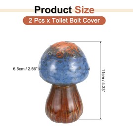 sourcing map 2 Pcs Toilet Bolt Covers, Ceramics Toilet Bolt Caps Mushroom Decor Covers Cute Mushroom Toilet Screw Cover Caps for Decor Bathroom 2.56"x2.56"x4.33"(L*W*H), Navy-Brown