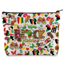 BWWKTOP Black Women Cosmetic Bag African History Month Gift I Am Black History Travel Pouch Bag Black History Power Merchandise (Black History)