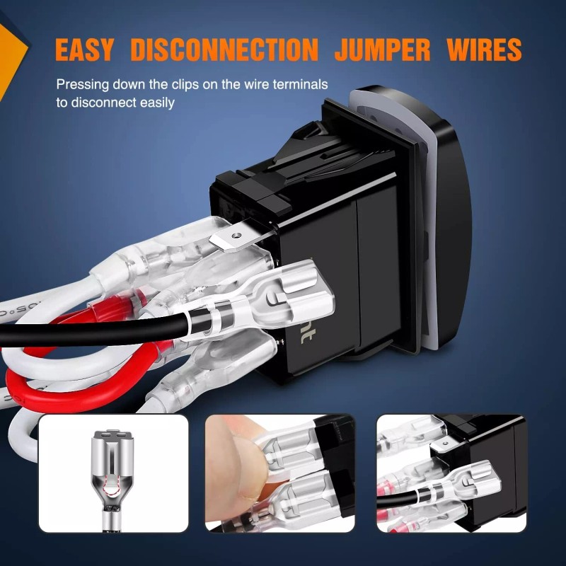 Nilight NAV/ANC Rocker Switch 7Pin Navigation Anchor Lights Toggle Switch