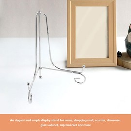 HOMSFOU Iron Plate Holder Easel Display Stand - Multi-Functional Silver Metal Stand for Plates, Dishes, Picture Frames, Clocks, Medals, Art, 11.81 Inch