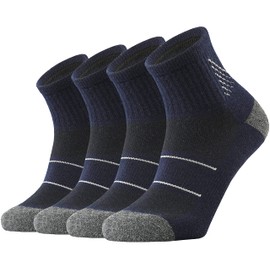 KMM Men's Merino Wool Low Cut Ankle Socks Lightweight Quarter Cushion Anti Blisters Outdoor Hiking Hike Cycling Trail Running(NavyBlue XL)