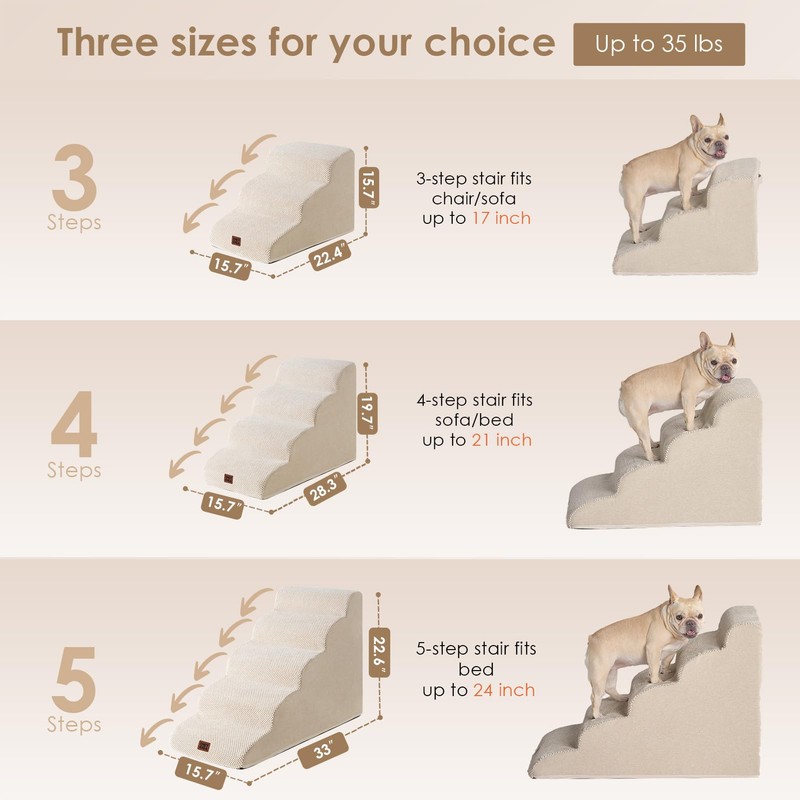 EHEYCIGA Curved Dog Stairs Ramp for High Beds 19.7" H,