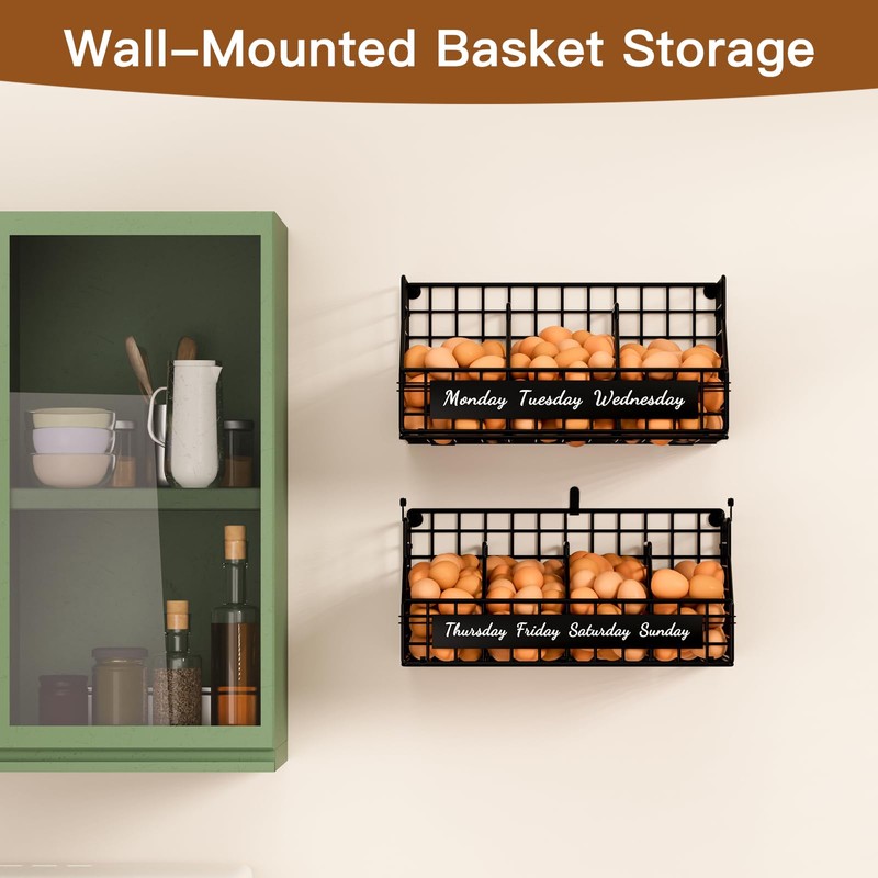 Egg Holder Countertop with 5 Dividers & Labels, 2 Tier