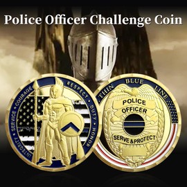 ASmileIndeep Thin Blue Line Police Officer Challenge Coin United States Spartan Warrior Law Enforcement Coins