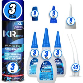 CA Glue with Activator Kit (9x1.75 oz. Thin-Medium-Thick + x16.9 fl.oz.) Cyanoacrylate Glue and Activator, Super Glue Accelerator, Super Glue for Wood, Woodworking, Plastic, Guitar, 3D Printing