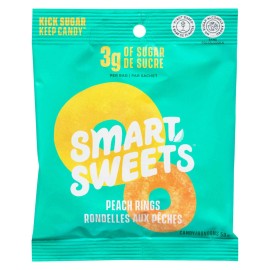 SmartSweets Inc. Smart Sweets Gummy Peach Rings, 50g/1.75 oz. Bag {Imported from Canada}