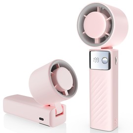 YOSHENMO Handheld Fan, Powerful Portable Fans [20Hrs Max Cooling], Turbo Mini Fans,105° Personal Rechargeable Fan, 1-199 Speed, Foldable, LED Display, Gifts for Women Men Outdoor Indoor (Nude Pink)