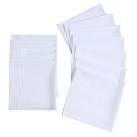BYERUITE 12 PCS Men's Handkerchiefs, 100% Cotton Soft Handkerchiefs for Men (Pure White)
