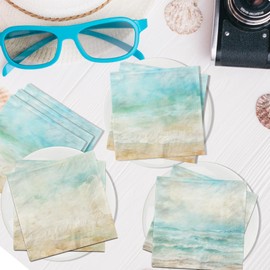Beach Party Decorations Napkins, 40Pcs Sea Party Decorations Napkins Disposable Ocean Waves Beach Napkins Beach Theme Party Decorations Summer Napkins for Sea Themed Party Decorations