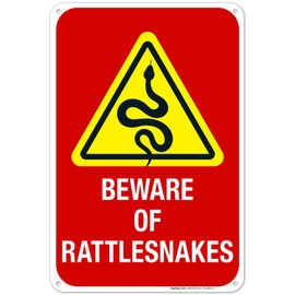 Sigo Signs Beware of Rattlesnakes Sign, 12x18 Inches, 55 mil Thick HDPS (high Density polystyrene), Made in USA