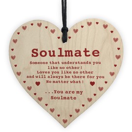 Soulmate Gift Wooden Heart Valentines Anniversary Gift For Him Her Women Men