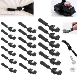 18Pcs Zip Repair Kit, 3 Different Sizes Instant Zipper Repair Universal Zipper Repair Kit, Fix Sliding Teeth Screw Head for Luggage, Backpacks, Jackets (Black)