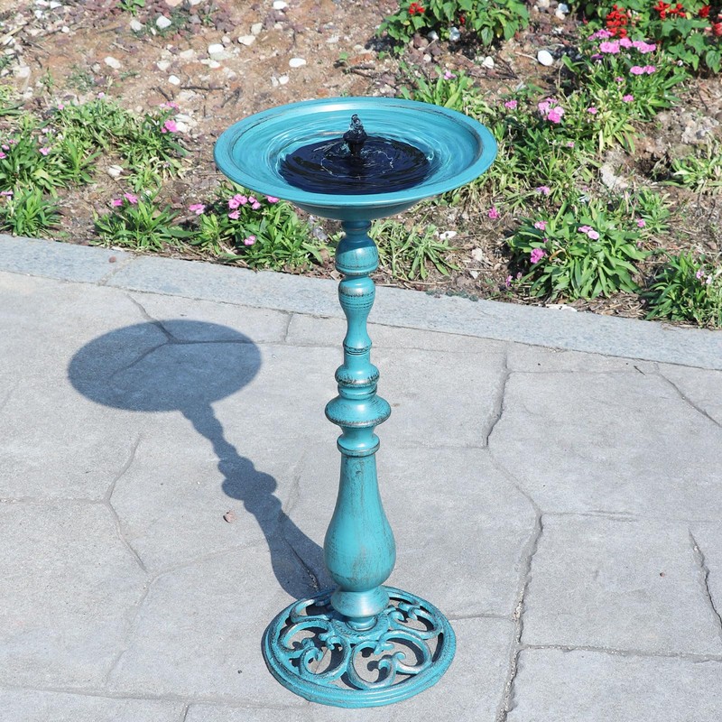 AIHAOKAN 26.6”H×12.3" W Cast Iron Pedestal Bird Bath，Metal Birdbaths Bird
