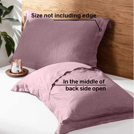 King Linens 100% Belgian Linen Pillow Shams Stone Washed Solid Color Basic(King,Purple)