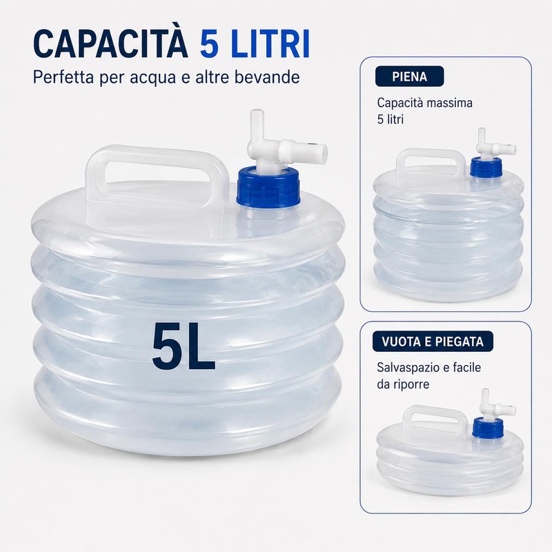OTHERWISETRIVIAL 5 Litre Collapsible Water Tank LDPE with Tap Compact