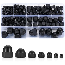 165 Pcs Dome Cap Nuts, alloy steel Acorn Dome Cap Nuts, Acorn Thread Hex Cap Head Nuts Assortment Kit, Acorn Decorative Hex Cap Nuts - M3/M4/M5/M6/M8/M10/M12(black/alloy steel)