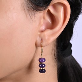 Gempires Natural Amethyst Beads Dangle Earring For Women, Birthstone Jewelry, Gift for Her (Amethyst)
