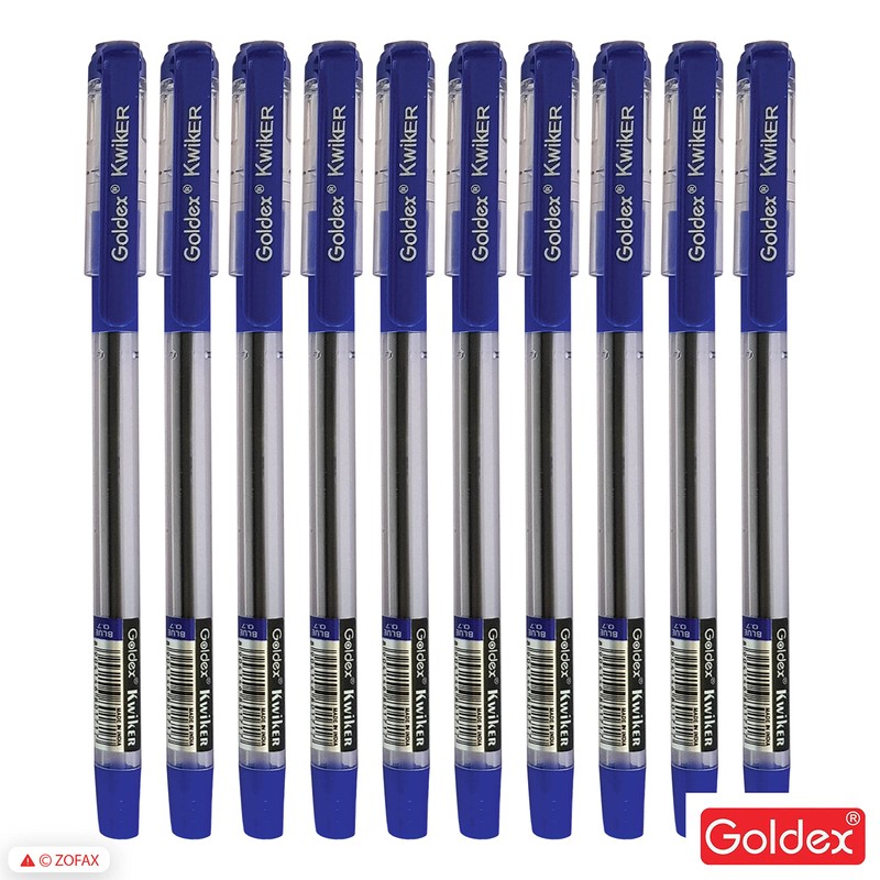 Goldex Kwiker Ball Pen BLUE 10 x 0.7mm Smooth Ballpoint