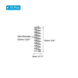PATIKIL 10pcs 304 Stainless Steel Mechanical Extension Spring Spring 0.5mm Wire Dia x 3mm Outside Diameter x 10mm Length Spring Assortment Kit for Shop and Home Repair