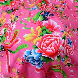 Hochdichter Stoff im chinesischen Stil, langlebig und lichtbeständig, geeignet für Röcke und Vorhänge (rosa Blume)