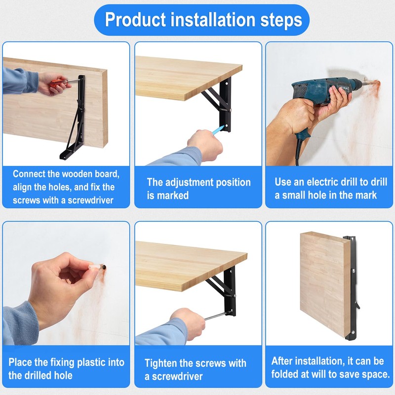 5 Pairs (10 PCS) 12 Inch Folding Shelf Brackets,Metal Collapsible