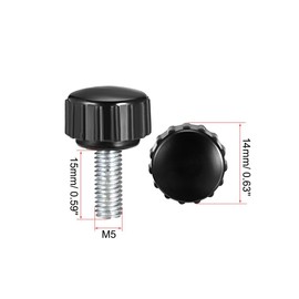 MACHSWON Knurled Clamping Knobs Grip for Saw Drill Press Lathe and Routing Jigs Packaging Machinery Printing Equipment Round Head Clamping Handle Bolt M5 x 15mm 2pcs