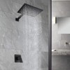 POP SANITARYWARE Matte Black Shower Faucet Set, Bathroom Rainfall Shower