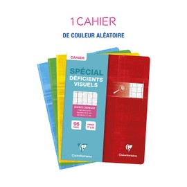Clairefontaine 63796C Notebook 17 x 22 cm, 48 Sheets French Ruling, Black Ruling 2.5 mm 10 x 10, Ideal for the Visually Impaired, 90 g, Assorted Colours, Pack of 1