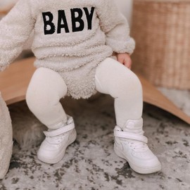 bistyle Baby Girls Tights Soft Organic Cotton Leggings Kids Tights Newborn Warm Tights for Girls Comfortable Pack of 2, Rose-white