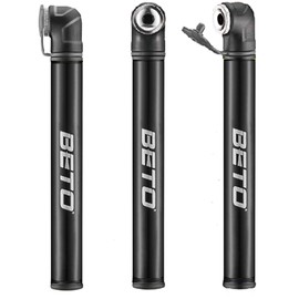 BETO PVP-003ABK World's Smallest Mini Pump, Bicycle Air Pump, Presta Valve Compatible, Portable Pump, Made in Taiwan, 120 psi