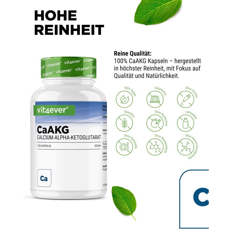 vit4ever CaAKG - 120 Capsules - 1100 mg - High