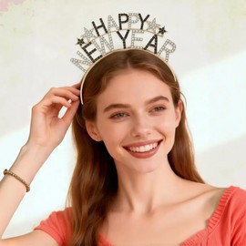 Happy New Year Headband, New Year's Eve Headband 2026 Hair Accessories Headdress Adult New Year's Eve Outfit Women Men Children Stars Accessories Gifts