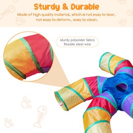 Depets Cat Tunnel for Indoor Cats, 5 Way Large Cat Play Tunnel & Tube with Play Ball, S-Shaped Folded Pet Tube with Interactive Peephole, Ideal for Indoor Exercise for Kittens Puppies Rabbits