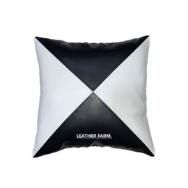 Leather Farm - Funda de cojín de piel de cordero (2 unidades, 20 x 20 cm), color blanco y negro